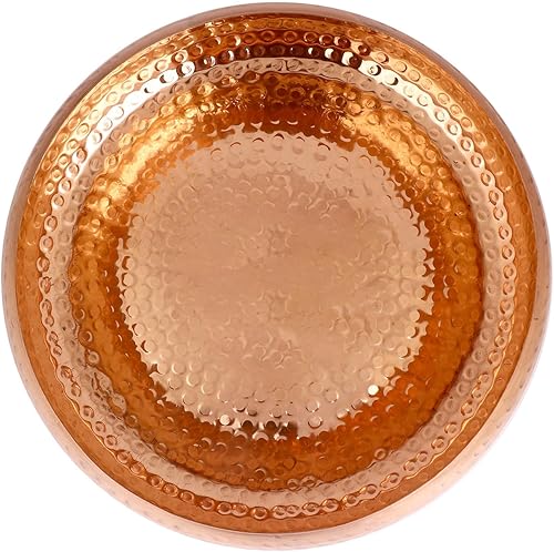 Miniatura 4 de SATVIK - Urli decorativo de cobre con patrón martillado de 9.5 pulgadas para velas flotantes, velas de té, flores, cuenco hecho a mano, festivo,