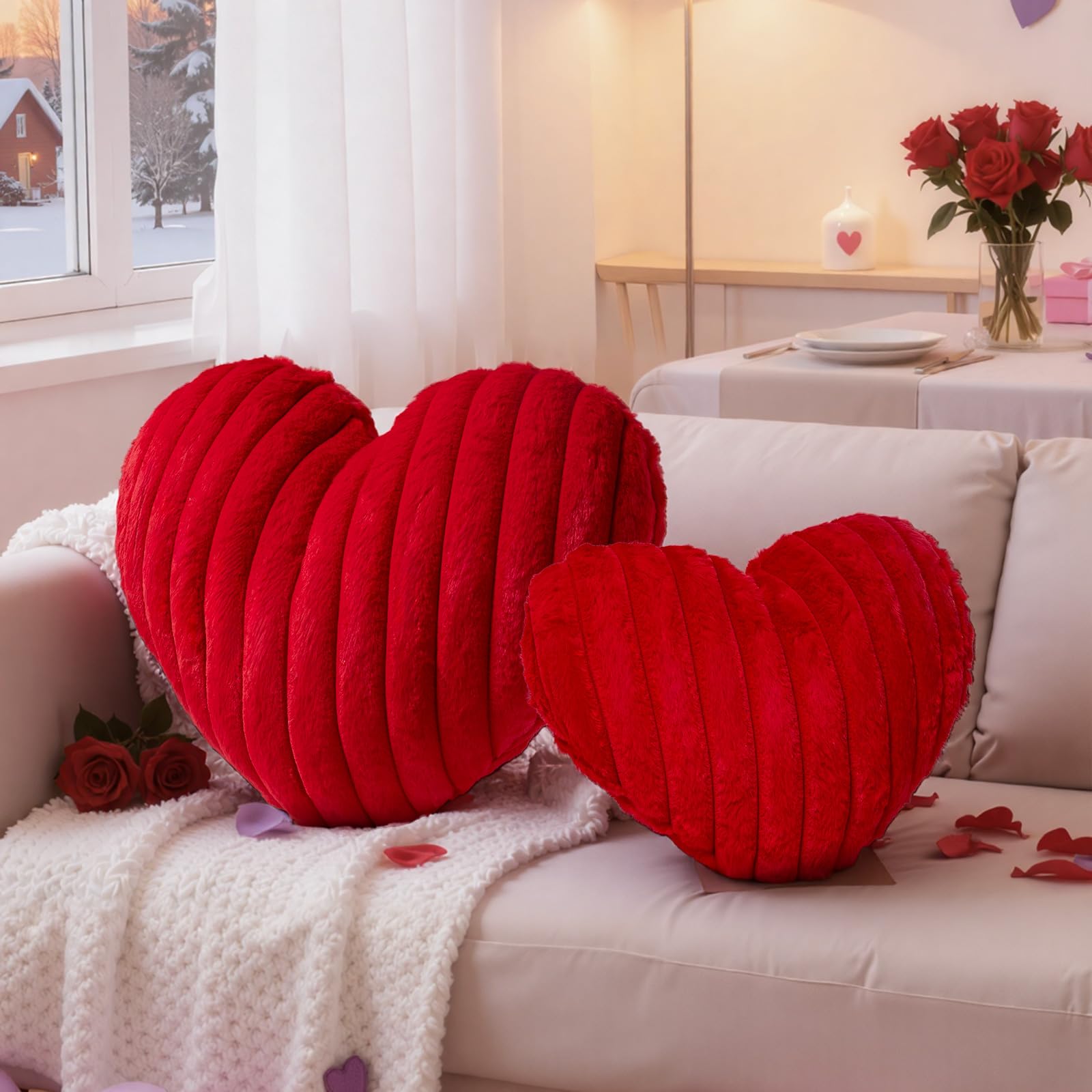 Amazon.com: Lanpn Valentines Day Heart Pillows 2Pcs, Heart Shaped