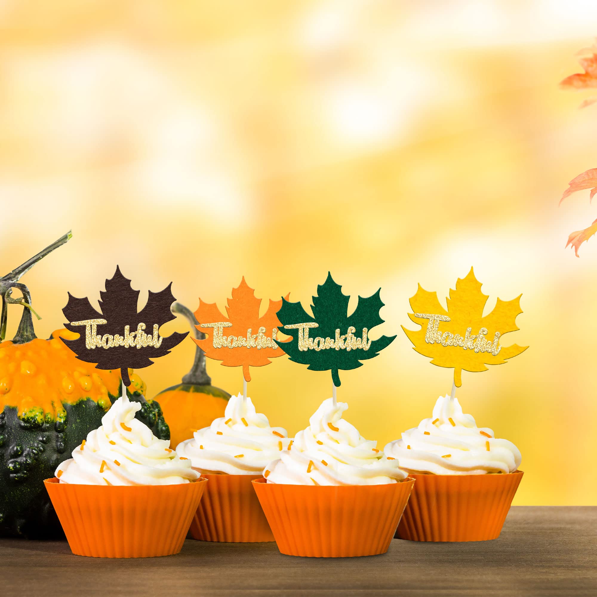 Lot De 50 Feuilles D'Érable Comestibles En Papier Gaufrette - Décorations Pour Cupcakes, Gâteaux D'Automne