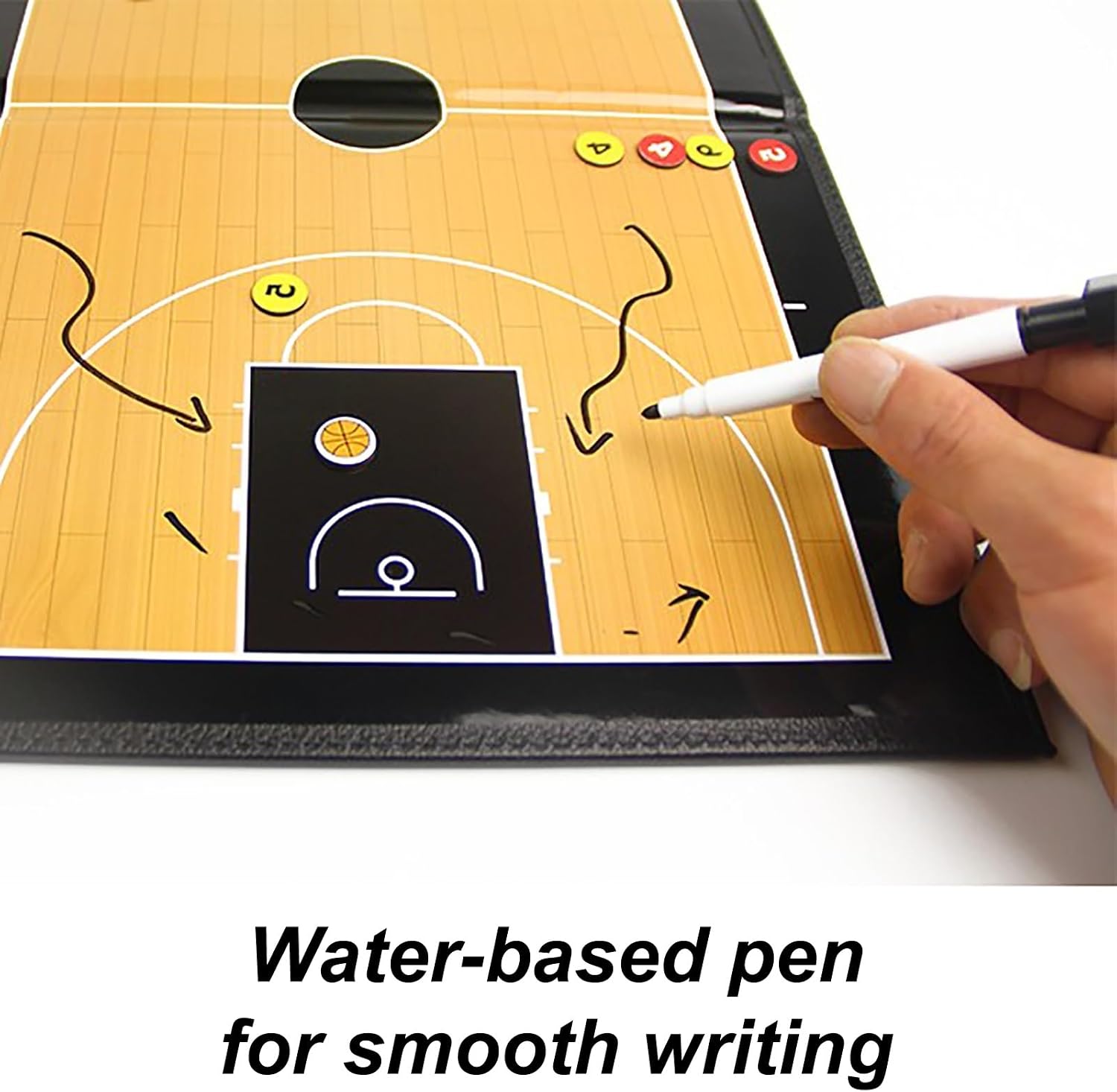 Basketball Coaching Board, Basketball Clipboard for Coaches, with 5 Water-Based Pens, Folding Design, Easy to Write and Erase, for Teaching