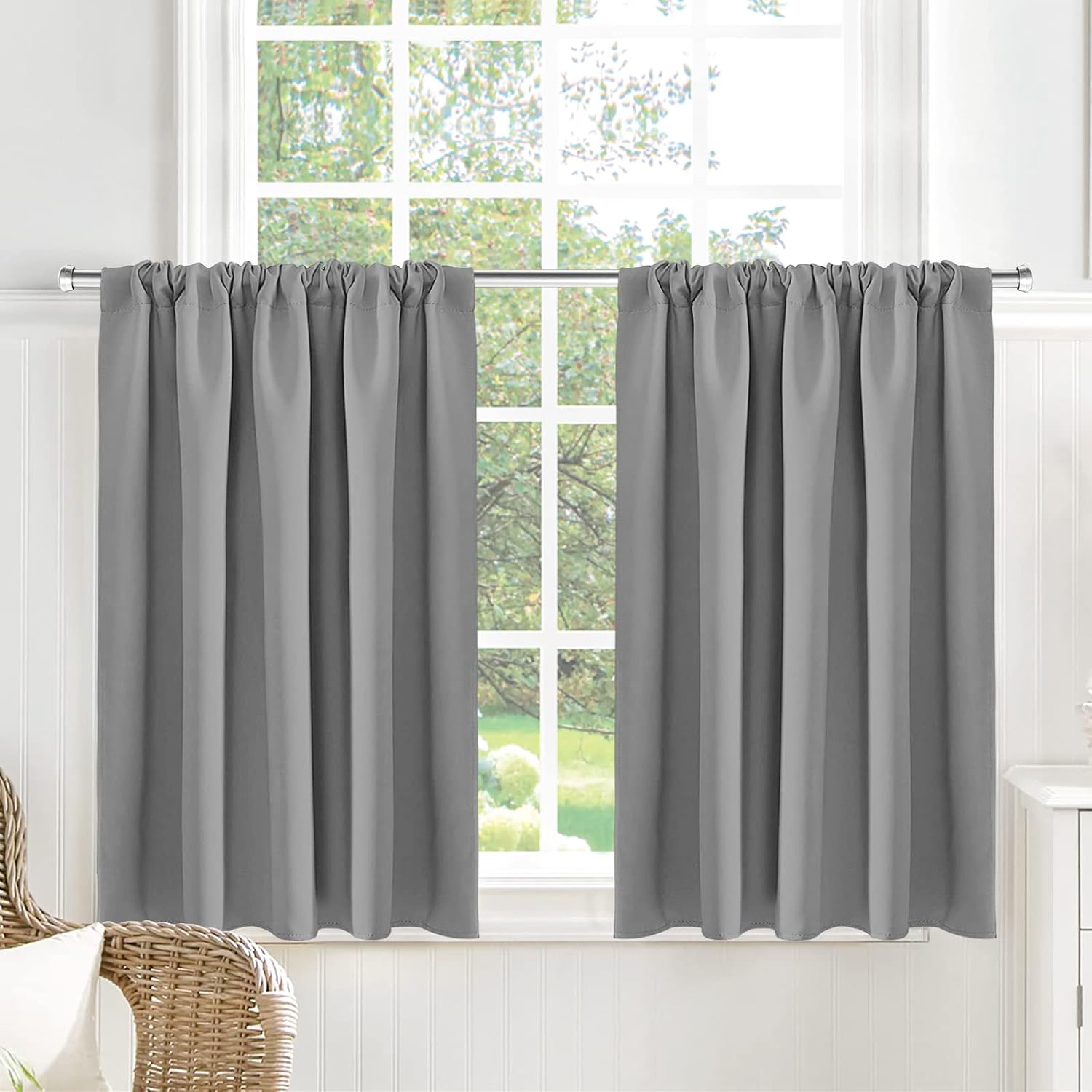 Yakamok Short Curtains Gray Half Window Curtains for