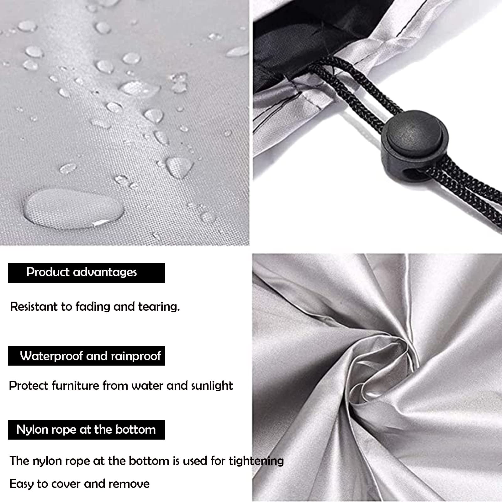 AWSAD Funda Barbacoa Exterior Impermeable Funda Protectora BBQ Redonda Cubierta para Barbacoa Anti-Lluvia, Anti-Nieve, Anti-Polvo, se Adapta a La Mayoría de Las Parrillas