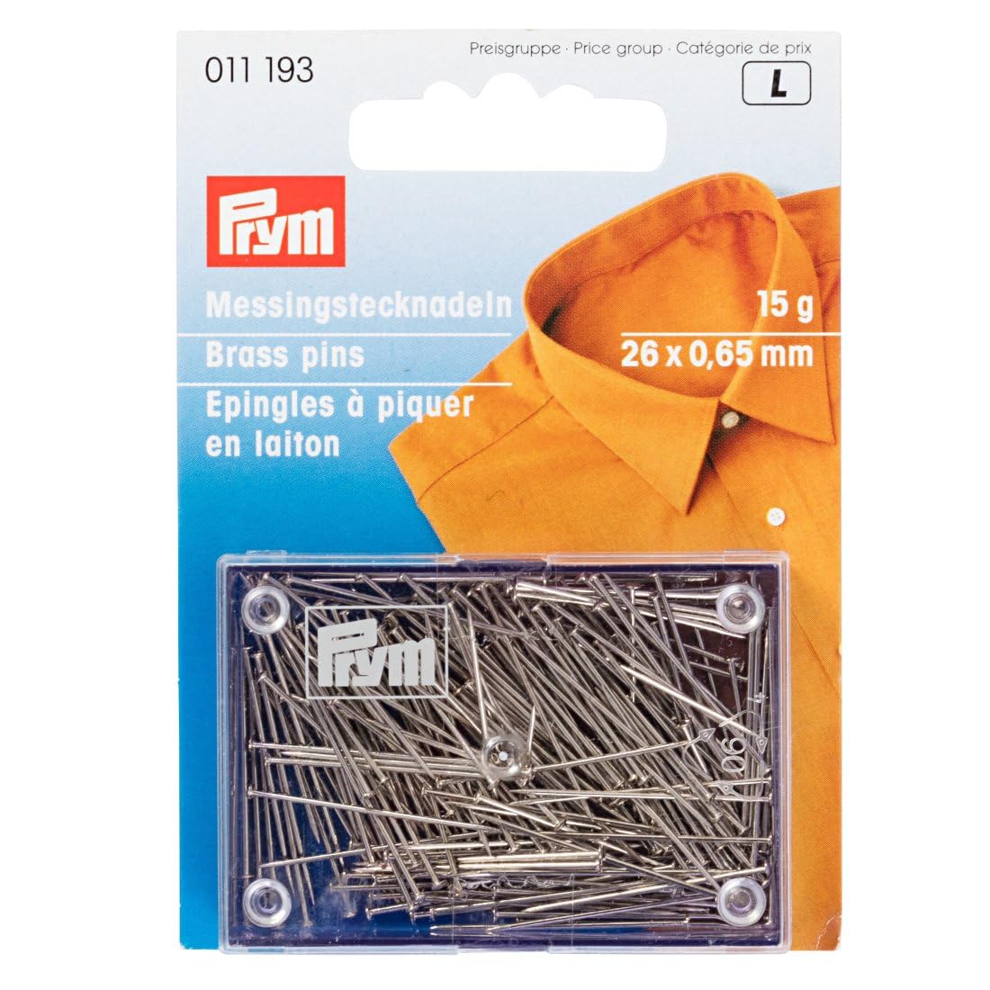 Prym Straight Pins Brass 103 Silver col 0.65x26 mm