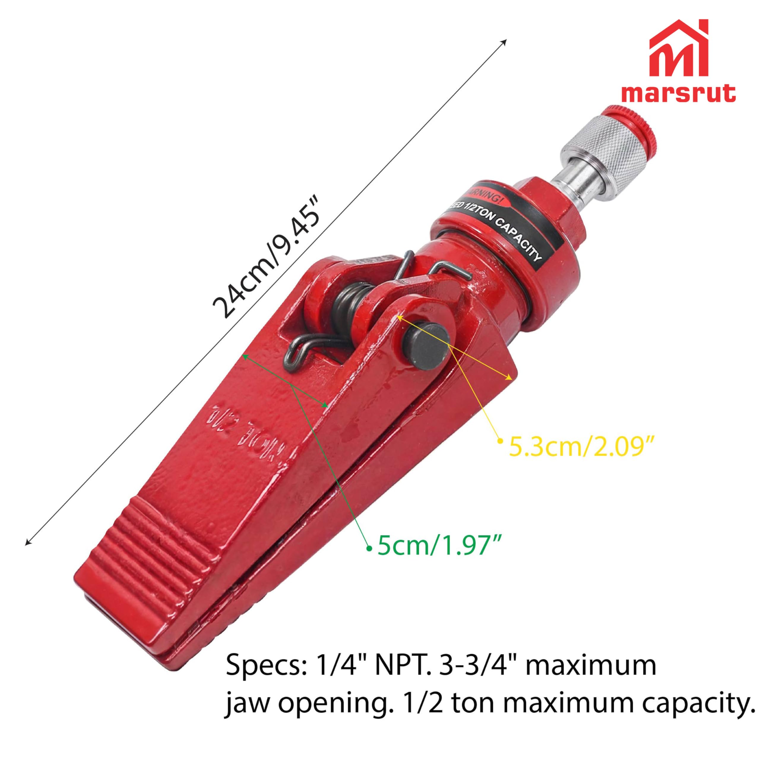 Mandíbula esparcidora hidráulica para Porter Power de 1/2 tonelada, reemplazo de herramienta esparcidora de 3-3/4 pulgadas, medio acoplador de mandíbula de apertura, NPT de 1/4 pulgadas (1 unidad)