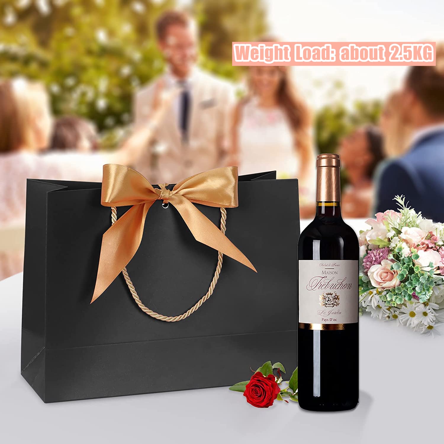 JAGERGREEN Sac Cadeau Blanc Avec Cordon Gris, 132x165 Mm Pouces, 10