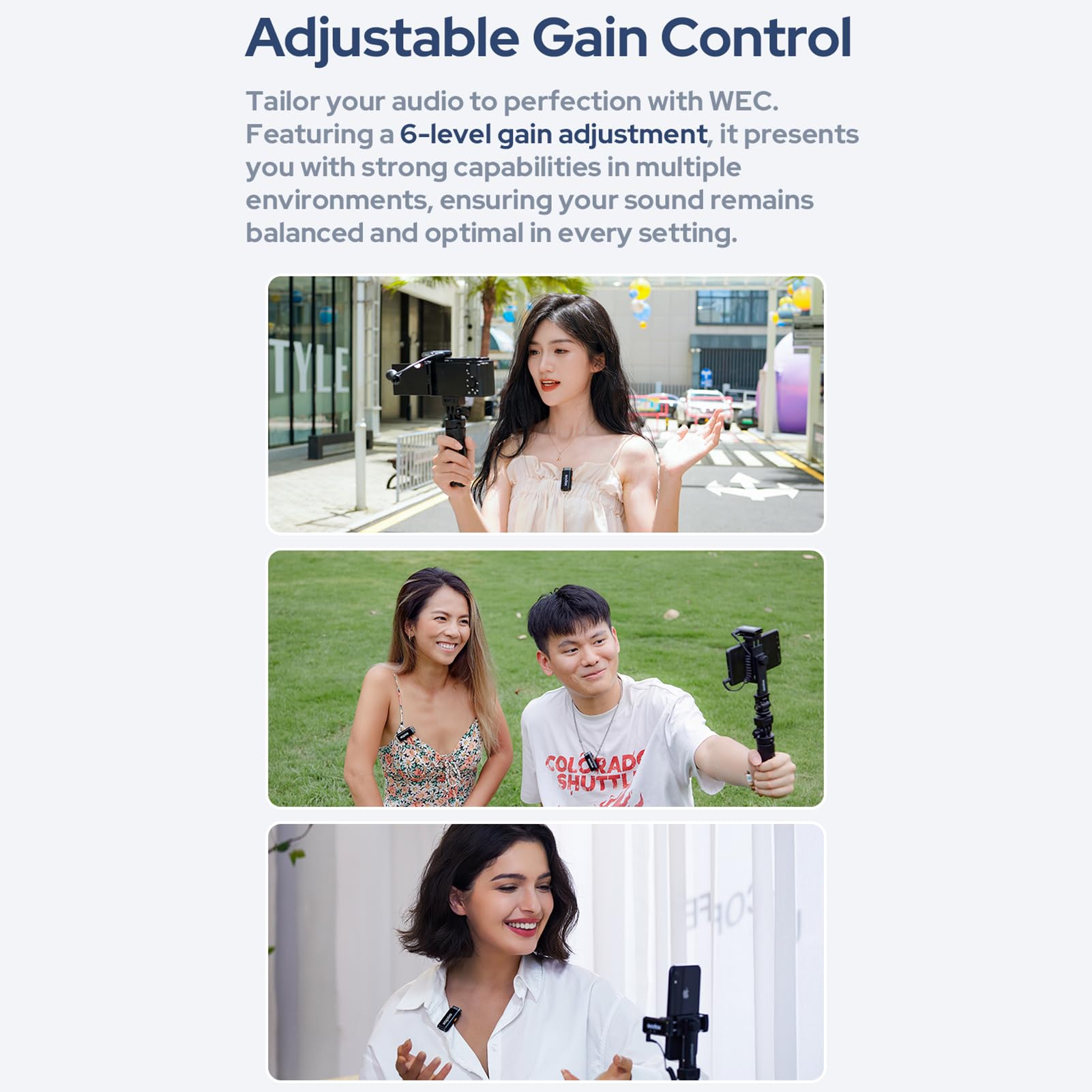 GODOX WEC Kit2 - Sistema de micrófono inalámbrico de 2.4 G, cancelación de ruido, transmisión de 200 m, batería integrada con funda de carga para smartphone, cámara réflex digital, portátil de 3,5 mm