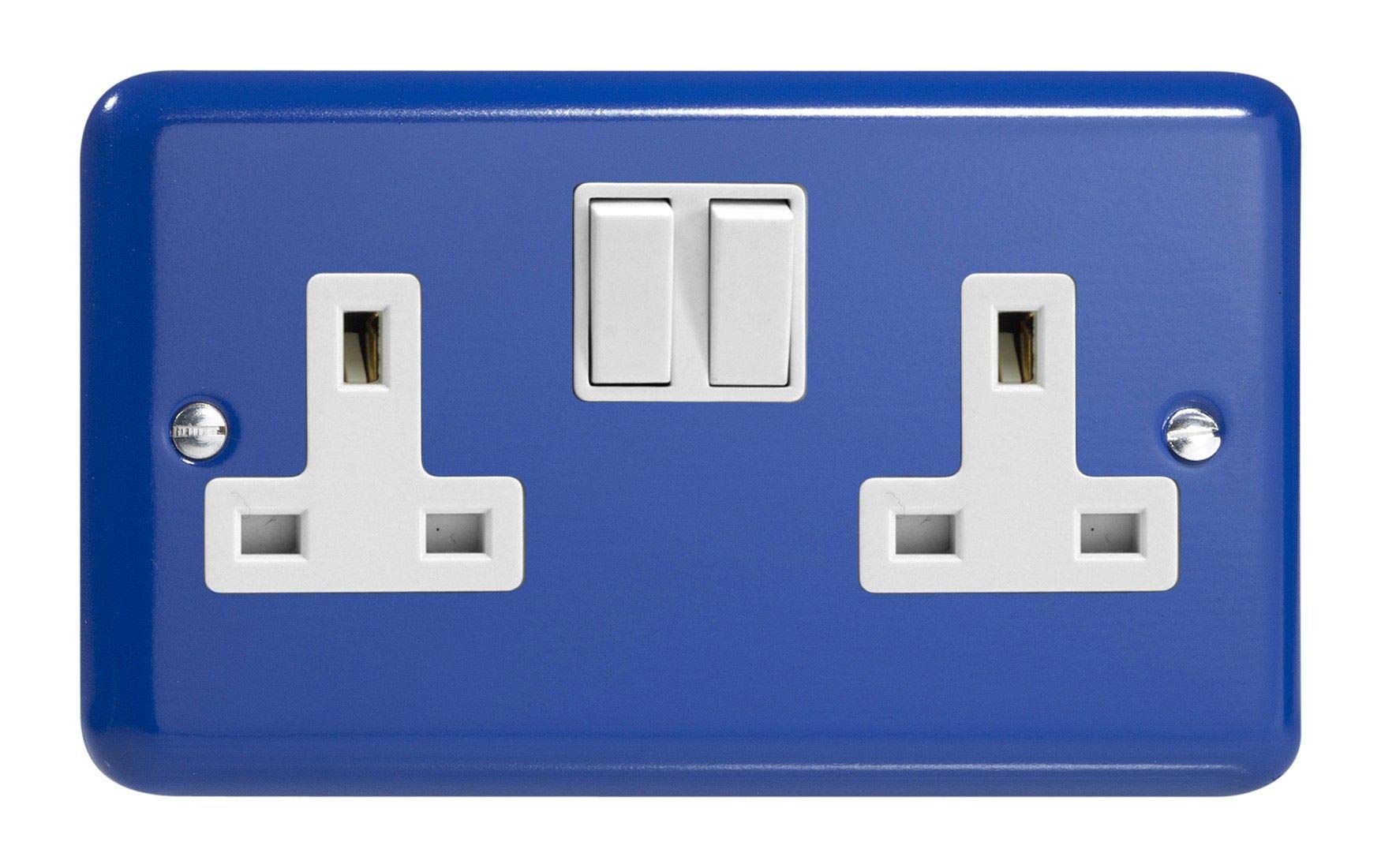 Varilight 2-Gang 13A Double Pole Switched Socket Reflex Blue