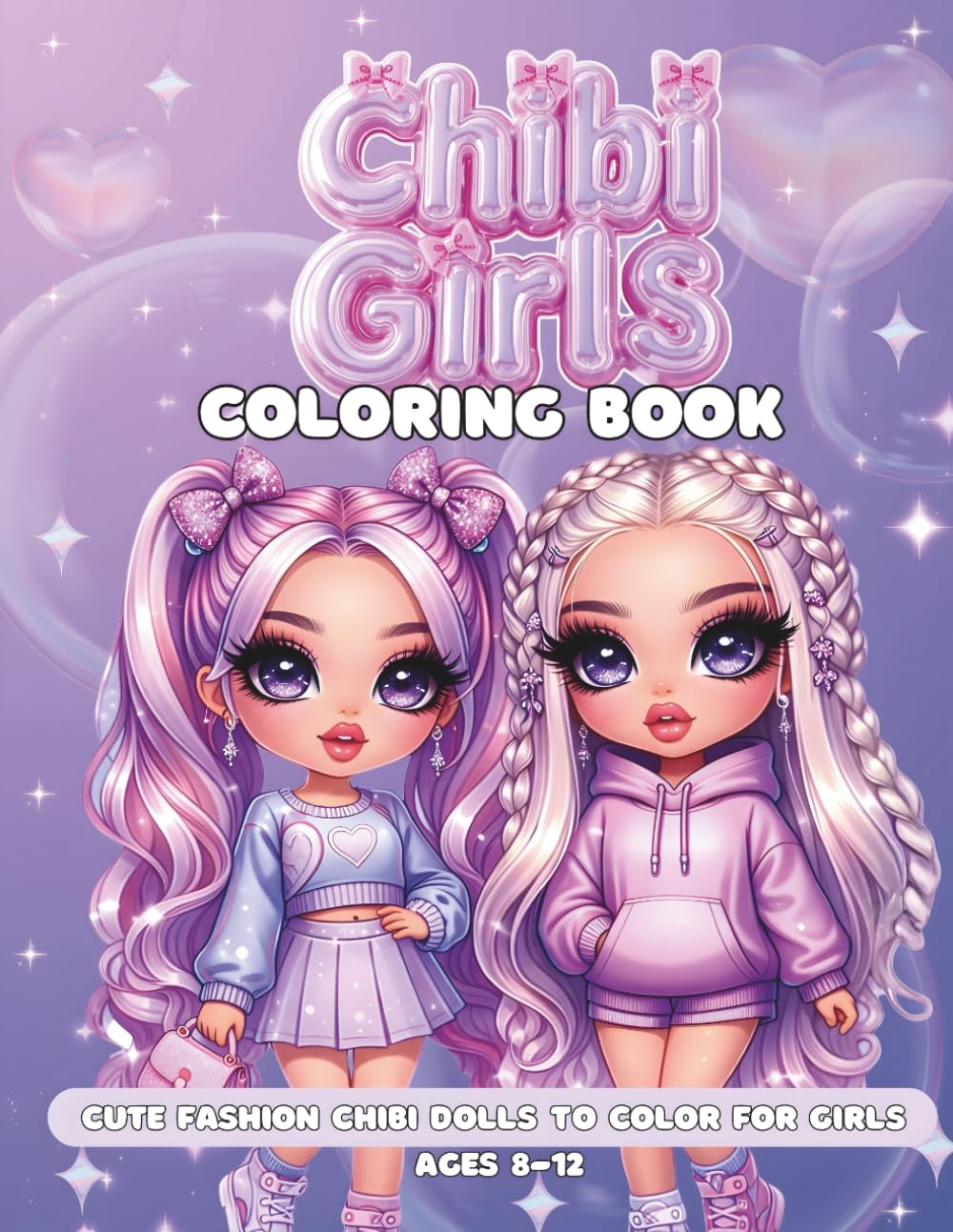 Chibi Girls Coloring Book: 44 Illustrations of Trendy Outfits and Aesthetic Dolls for Teens