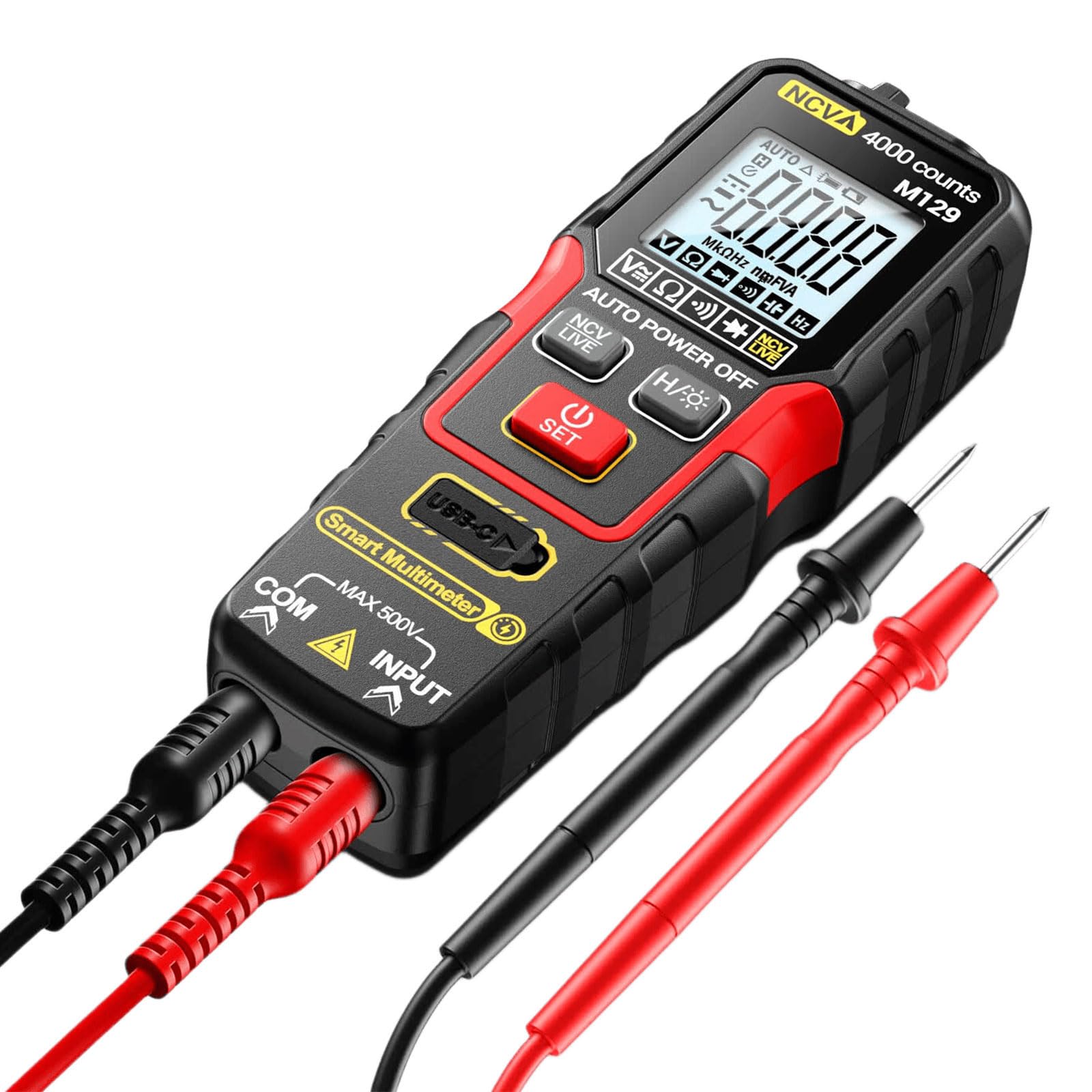 Multimeter Tester, Voltmeter Auto Ranging Ohmmeter Voltages Resistance Continuitys NCV Live Testers Digital Multimeter Voltages Tester