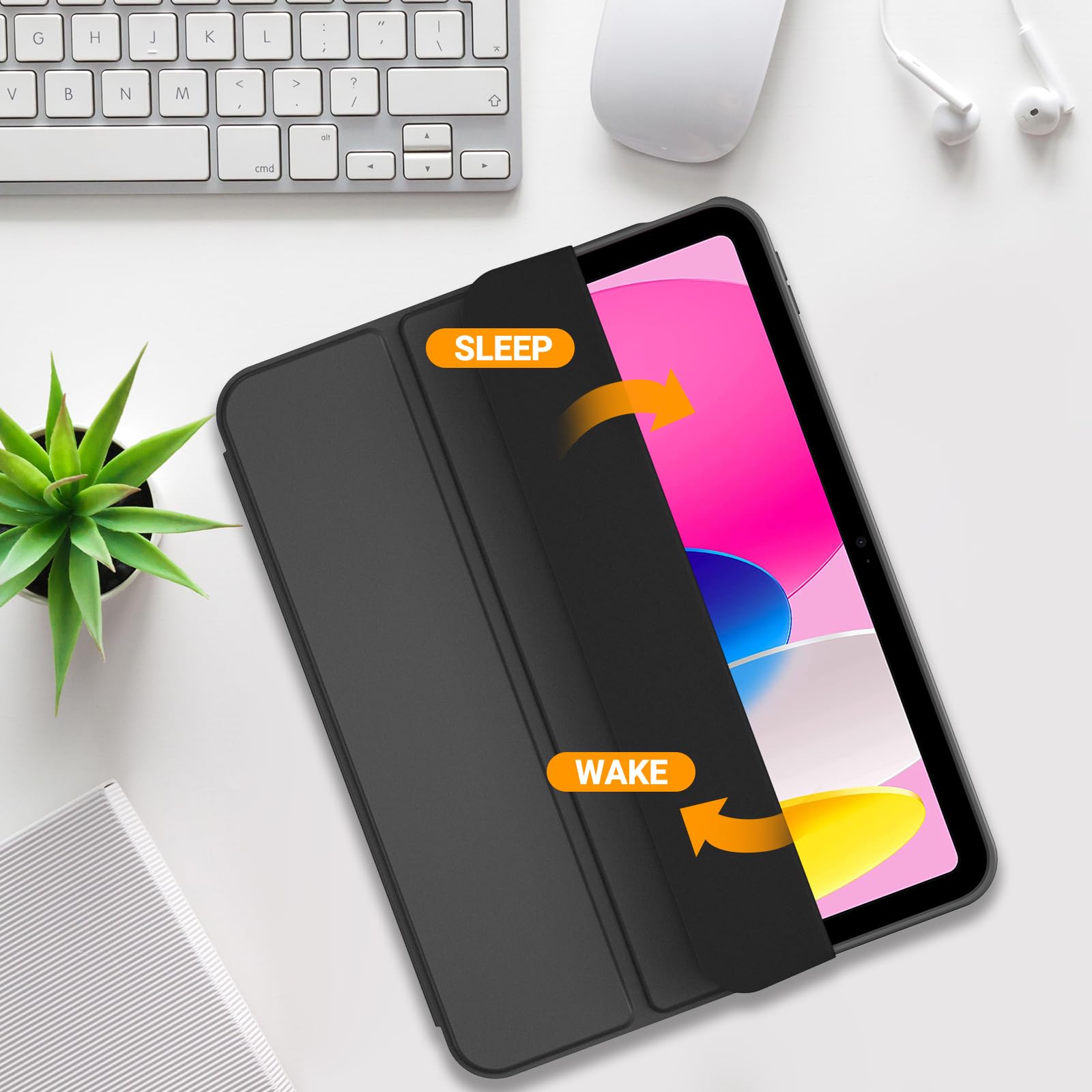ProCase Cover Per iPad A16 11 Generazione 11 Pollice 2025/10 Generazione 10.9 Pollice 2022 con Full Camera Protezione Morbida TPU Copertura Posteriore -Puro Nero