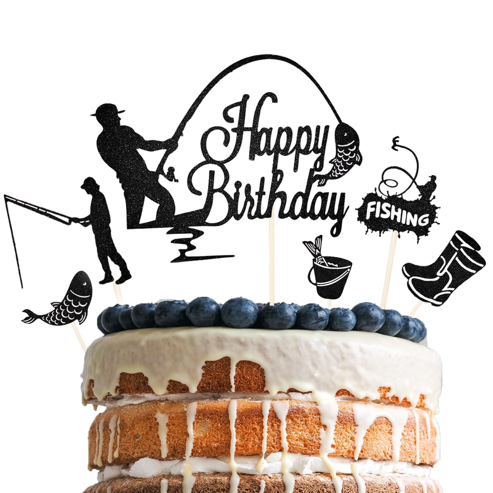 Lot De 12 Décorations De Gâteau D'Anniversaire Noires Happy Birthday