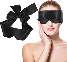WY LIGHTING LEVEL Black Satin Sleep Mask, Silk Satin Blindfold Comfortable Eye Mask Sleep Mask Eye Cover Silk Sleeping Mask Valentine's Day Gift(145cm/57inch)