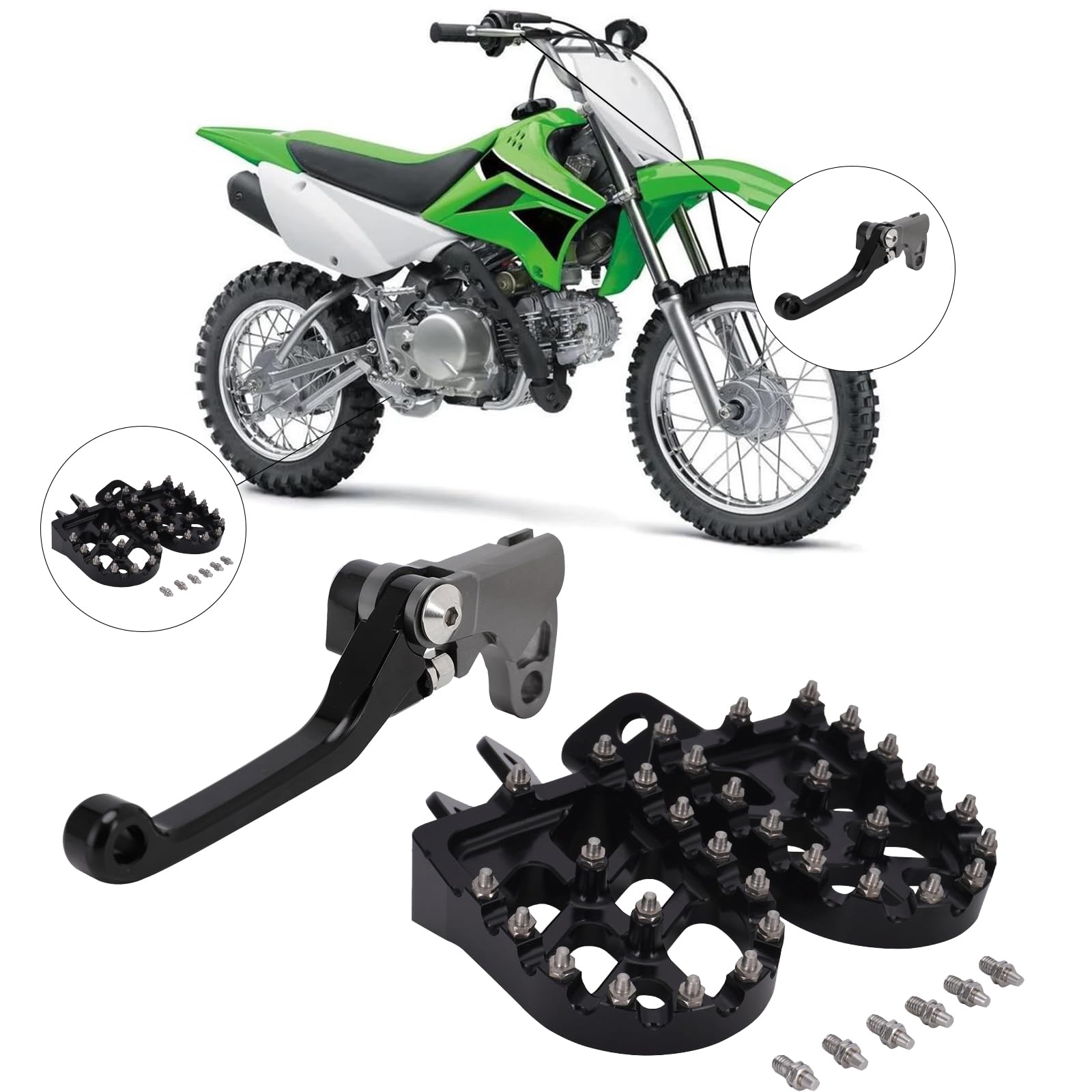 Amazon.com: IUVWISN KLX 110 Foot pegs + Brake Lever CNC for KLX110