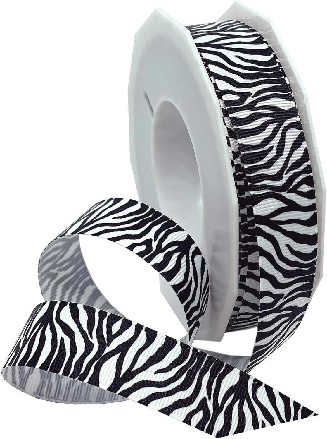 Morex Ribbon Zebra Fest Grosgrain Ribbon, Animal Print Neon, Party Decorations, Gift Wrapping, Fun Patterns, 7/8" x 100 Yd, Pink