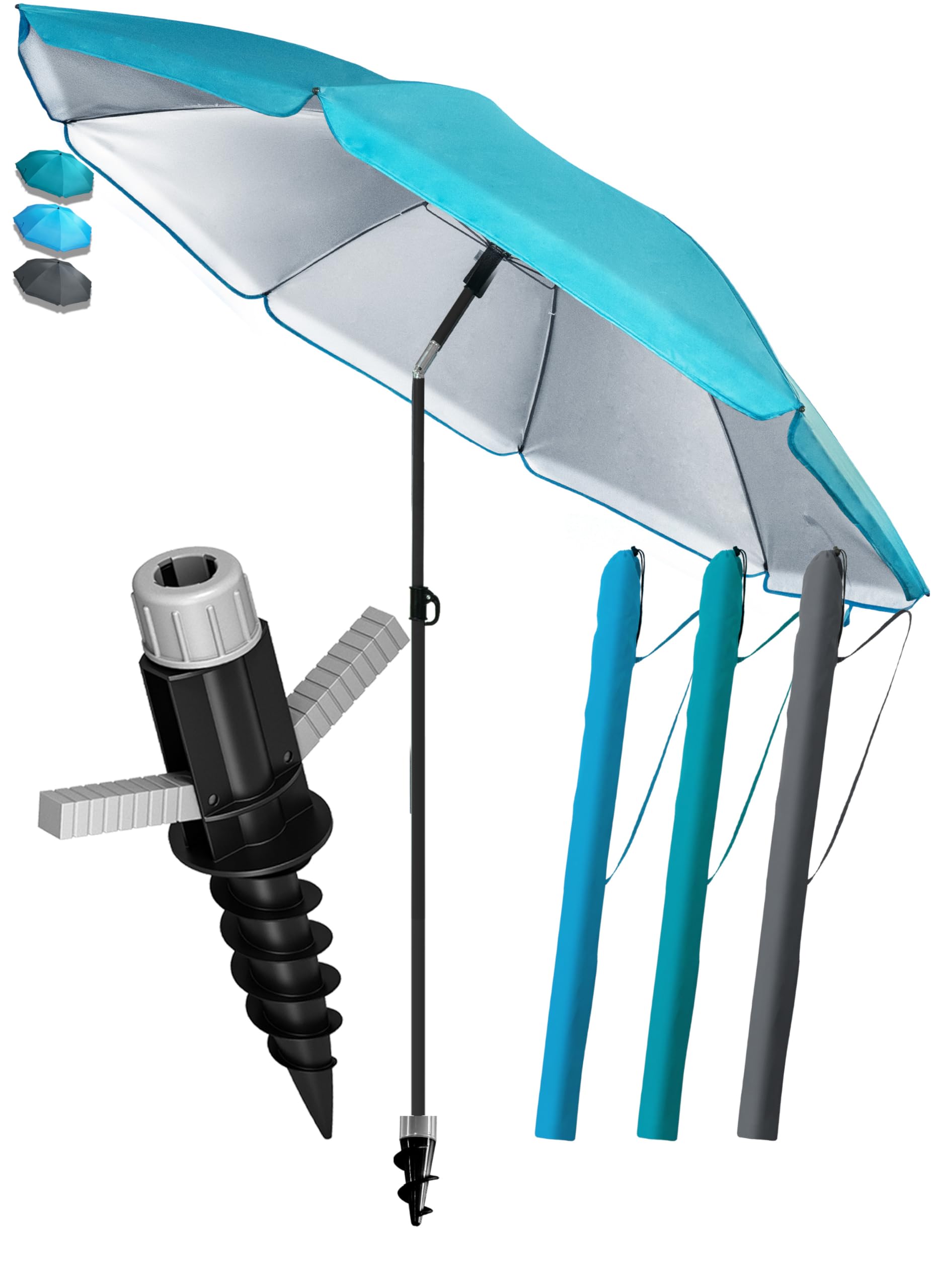 4smile Sonnenschirm Strand SunnyJoy - UPF 50+ Strandschirm Ø 180 cm - Strandschirm windfest stabil als sicherer Sonnenschutz Strand und Balkon, Sonnenschirm mit Schutzhülle