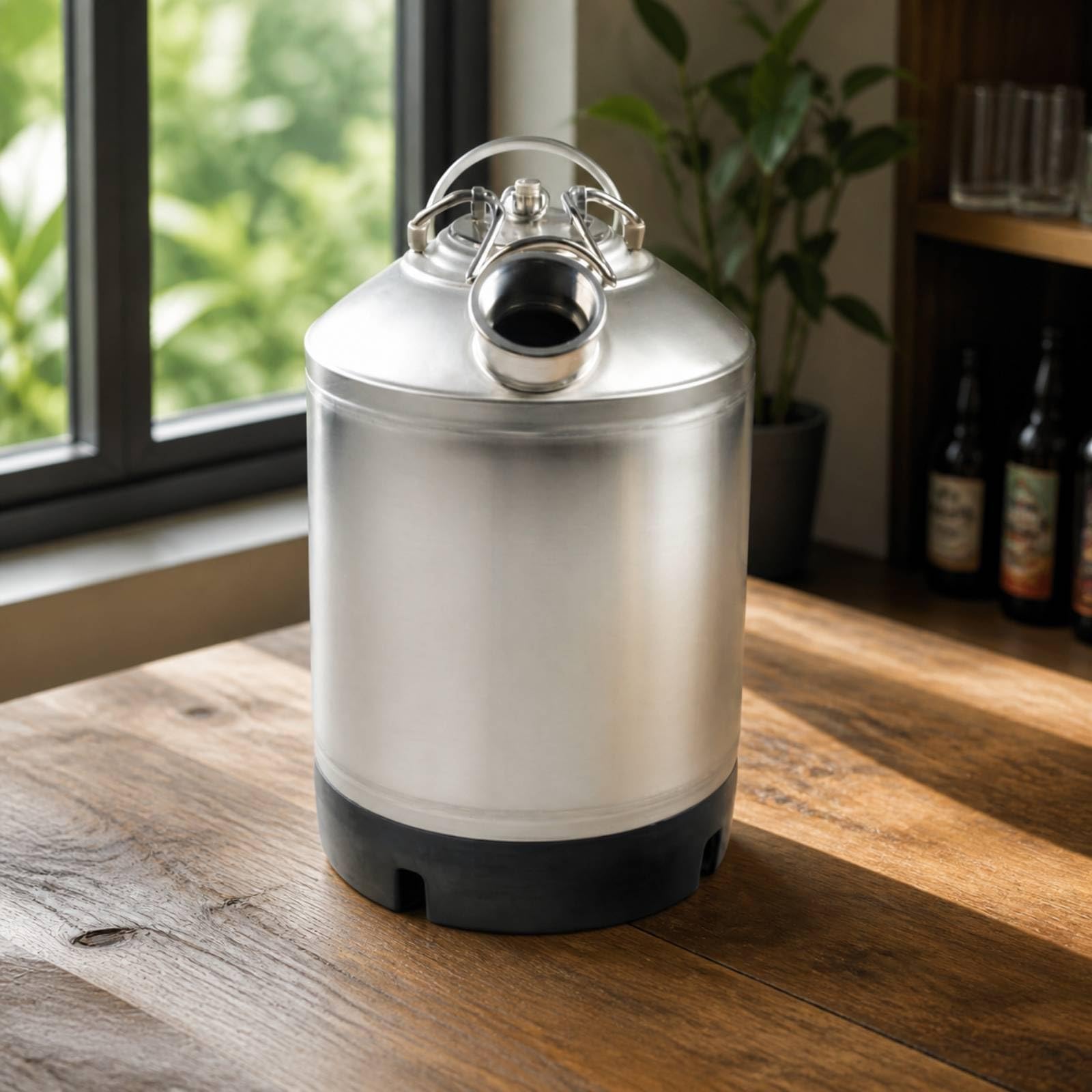 Barril de Cerveza Acero Inoxidable Keg Presurizado Contenedor con Cuerpo Brillante y Conexiones Roscadas Que Aseguran Cierre Asa Resistente Apto, size to 3
