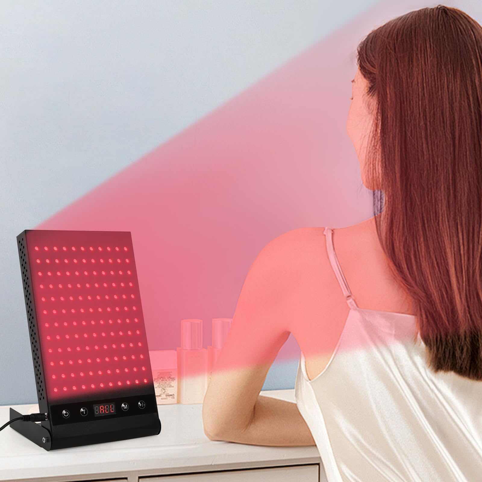 Lampada a infrarossi, 24 W, dispositivo per terapia a luce rossa, 660 nm /850 nm, luce rossa a LED, pannello regolabile, timer 5-20 minuti per adolescenti, adulti, anziani, pazienti con dolore