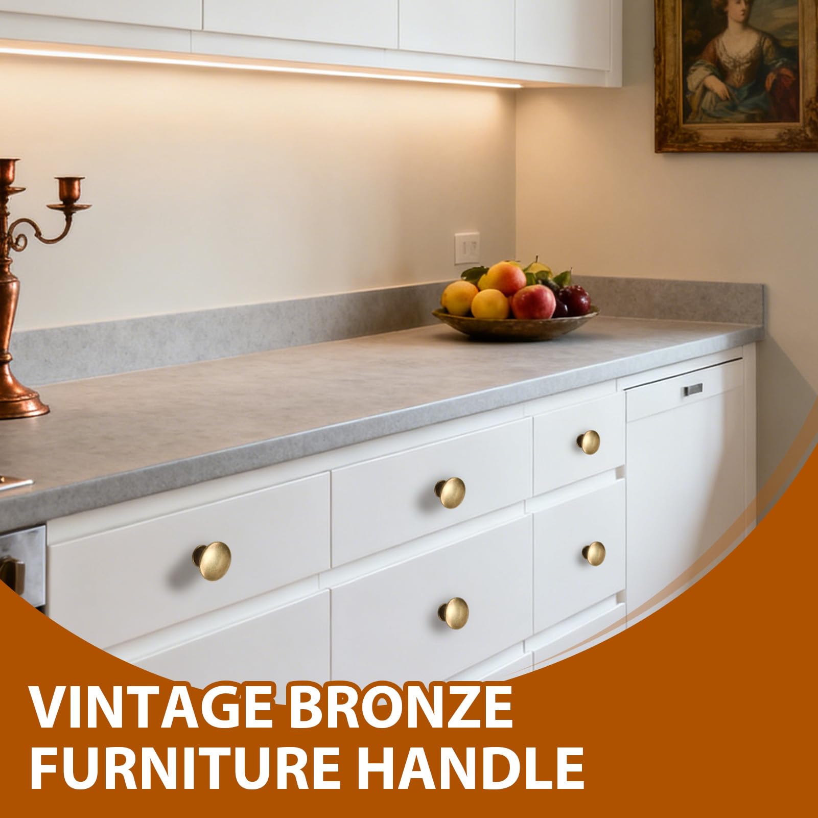 Set di 12 pomelli per mobili vintage in ottone antico, pomello per cassetti in lega di zinco, maniglie rotonde per armadietti, armadi, cassettiere, cucina, bagno, stile chic ed elegante