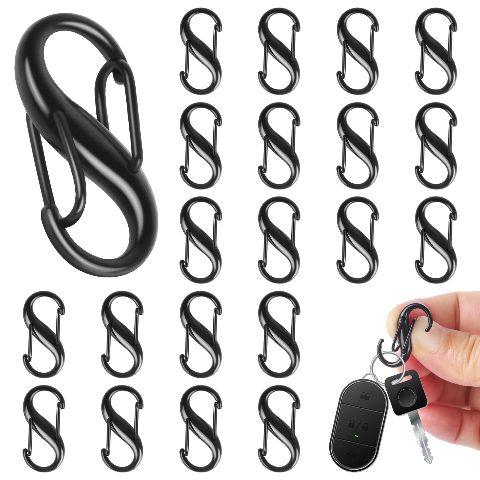 8 stuks roestvrijstalen dubbele opening S-Lock sluitingen, mini