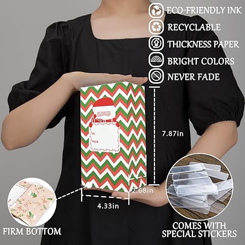 Miniatura 2 de 28 bolsas de regalo de Navidad, pequeñas bolsas de papel de regalo para niños, diseños surtidos de galletas de Navidad, bolsas de dulces con