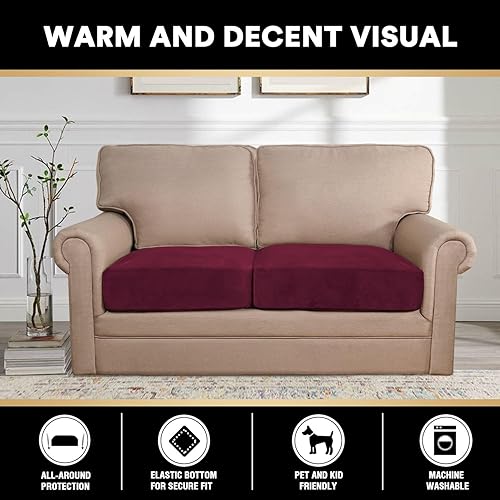 Vista 498 de PrinceDeco Fundas para sofá modular, 4 piezas, fundas de sofá para sofá seccional, fundas de terciopelo separadas para sofá seccional, en forma de L