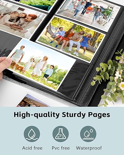 Miniatura 5 de Álbum de fotos de lino de 4 x 6 pulgadas, 300 fotos, bolsillos verticales, solo cubierta de tela, álbumes de boda, escuela, aniversario familiar,