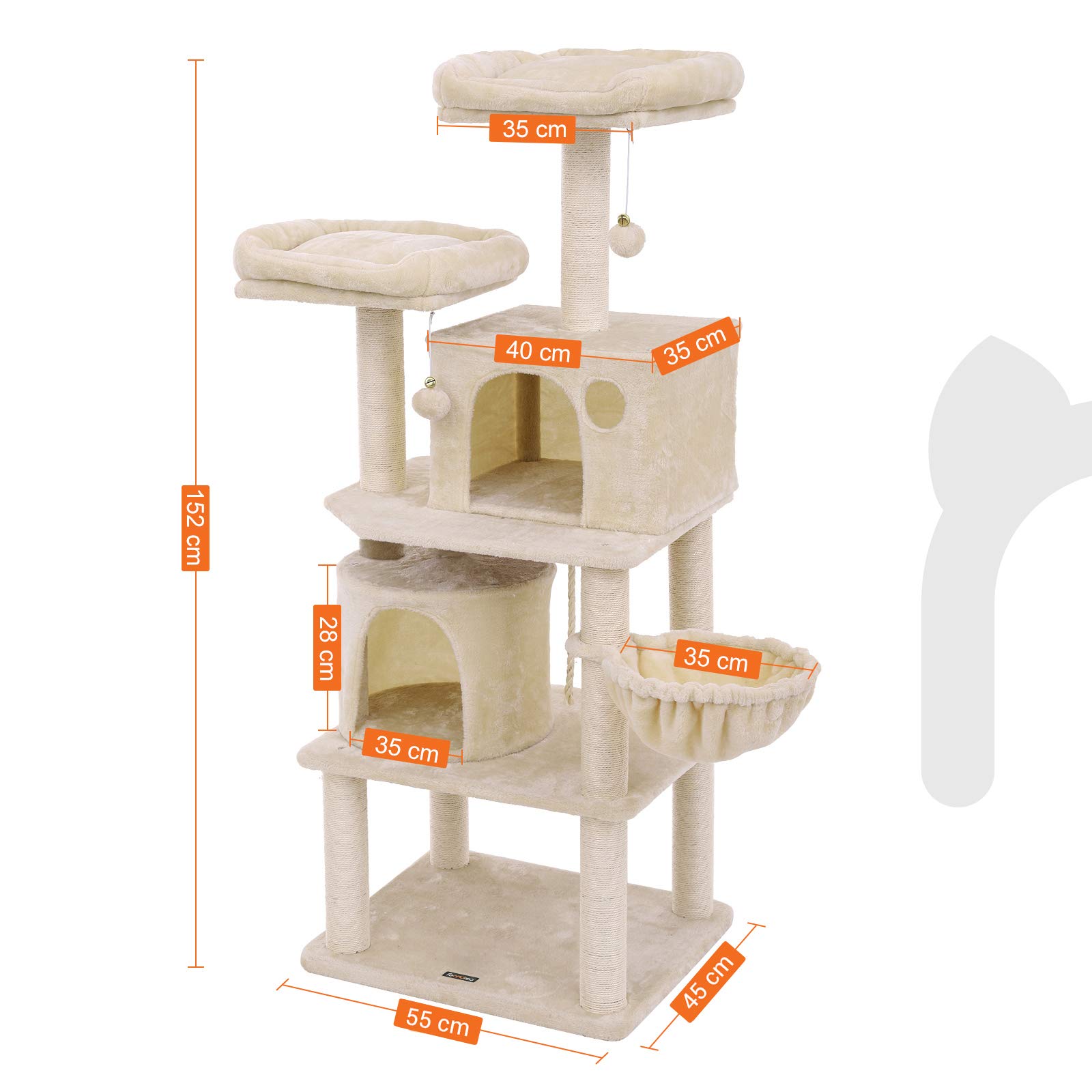 Krabpaal Stevige Kattenboom met sisal Krabpaaltjes Pluche Zitjes een