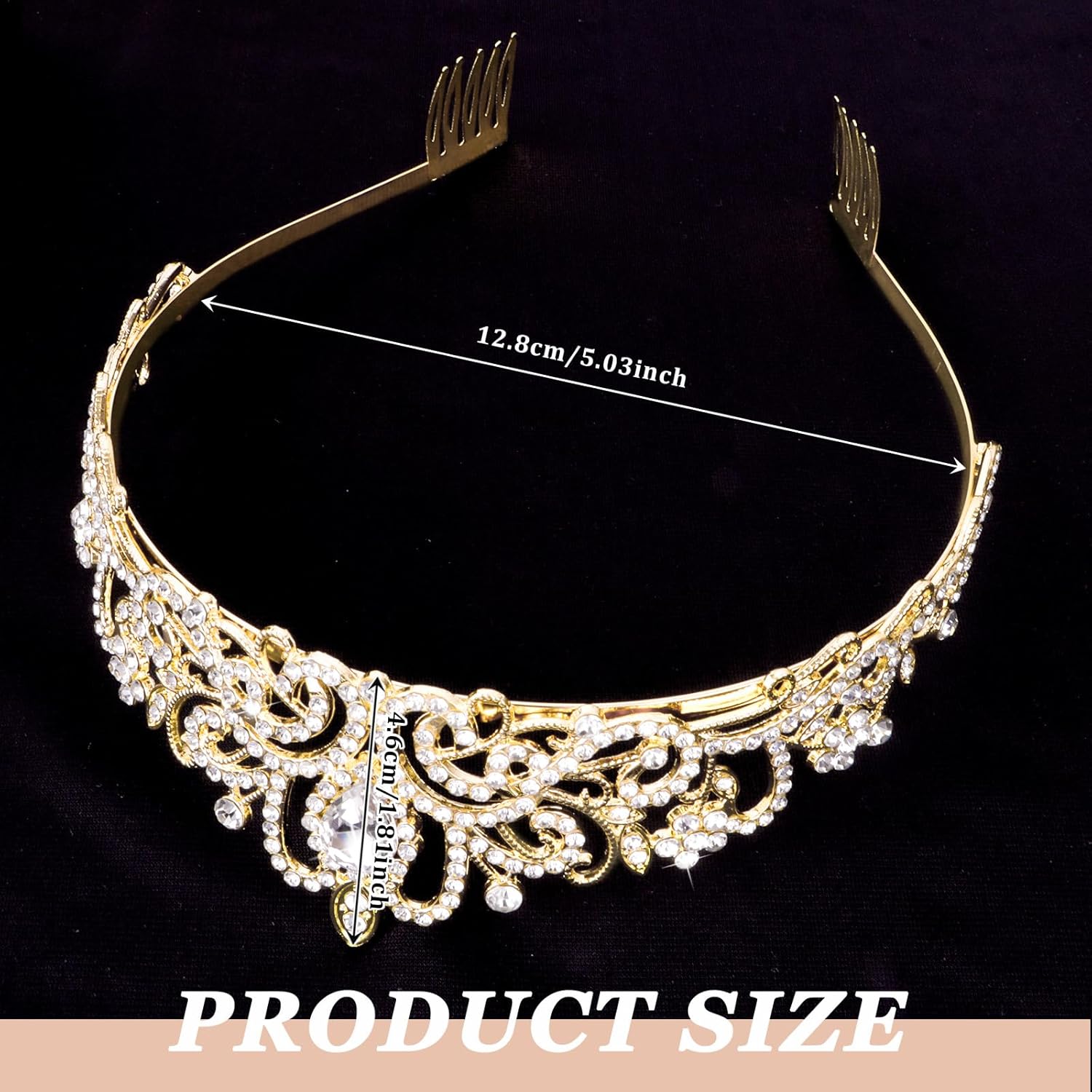 CIEHER 10 PCS Gold Crowns for Women, Crystal Queen Crown Princess Tiaras for Prom Birthday Party Halloween Costume