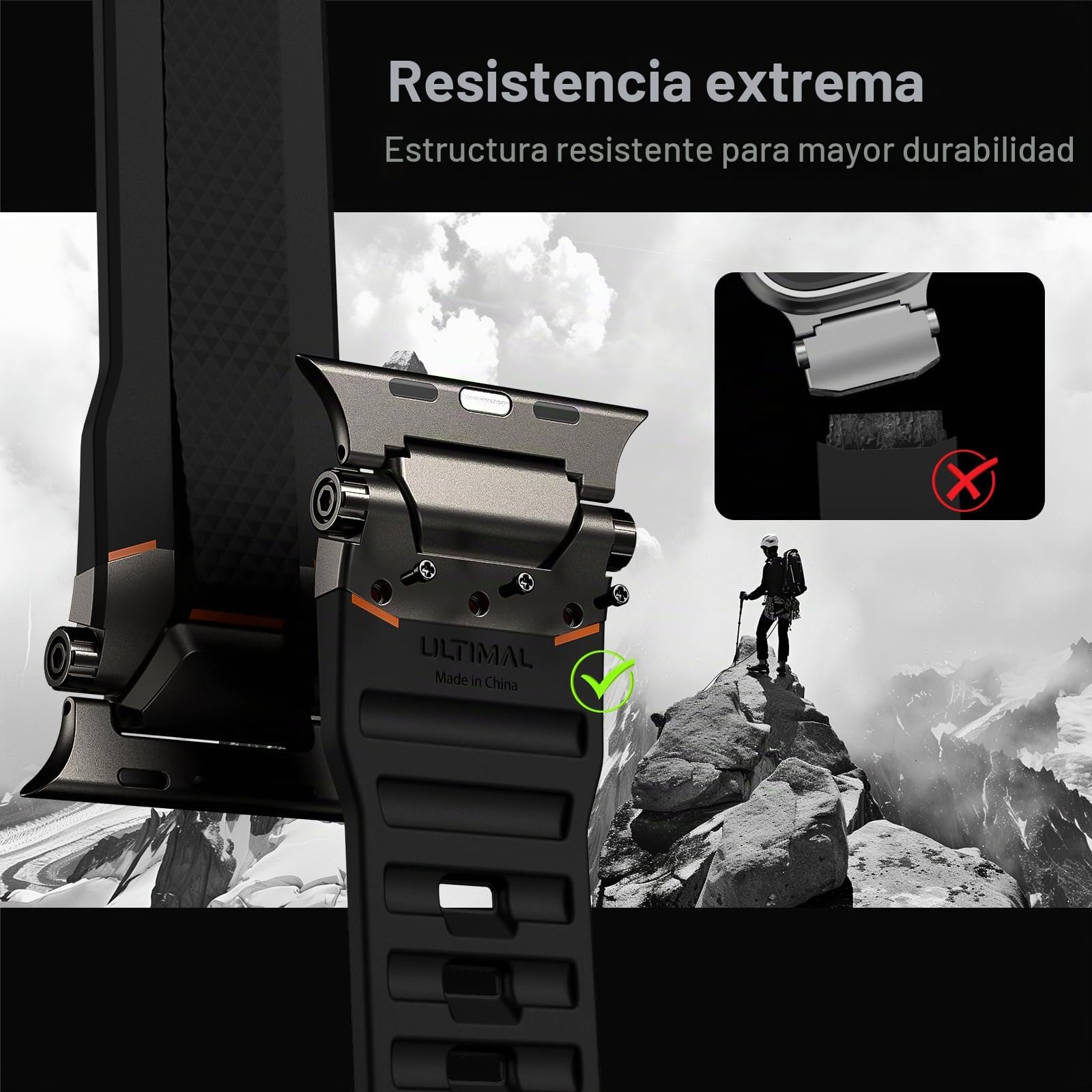 ULTIMAL Compatible con Apple Watch Ultra 3/2/1 pulsera de 49 mm, pulseras de reloj para hombres, correa deportiva resistente de metal de alta calidad