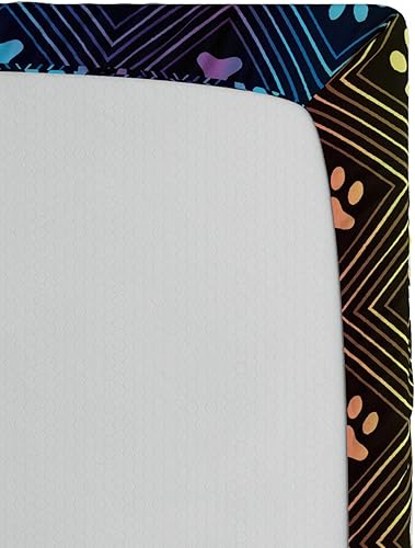 Miniatura 4 de Ambesonne Sábana bajera ajustable para amantes de los perros, patrón de estampado de patas, diseño de rombos en forma de rombo, arreglo geométrico,