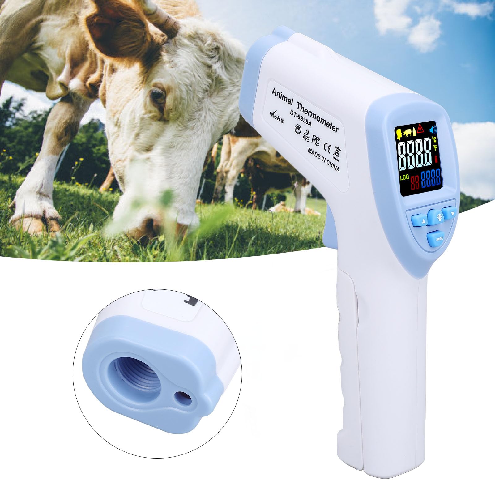 Hidyliu Termometro Veterinario Digitale Rilevamento della Febbre Ad Alta Precisione per Cani Gatti e Bestiame 15x8 Cm Plastica Confezione da 2