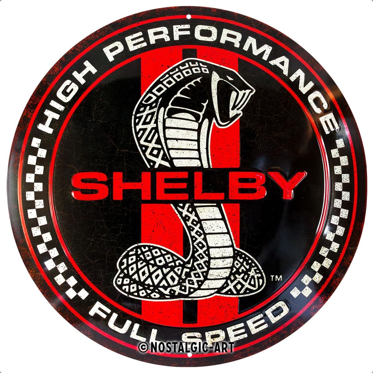 Nostalgic-Art Retro tin sign, Ø 13.7", Shelby – Full Speed Cobra Snake – Gift idea for Shelby fans, Official License Product (OLP), made of metal, vintage design