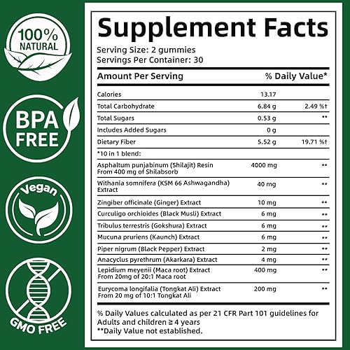 Miniatura 2 de True Alpha Gummies 10 en 1  4000 mg de Alpha Shilajit Gummies para hombres  Impulso de energía y apoyo inmunológico  con Shilajit, Ashwagandha,