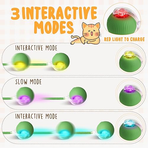 Miniatura 3 de Paquete de 6 bolas interactivas para gatos de 360, automática nueva bola rodante interactiva recargable para Navidad, regalos para gatos, perros,