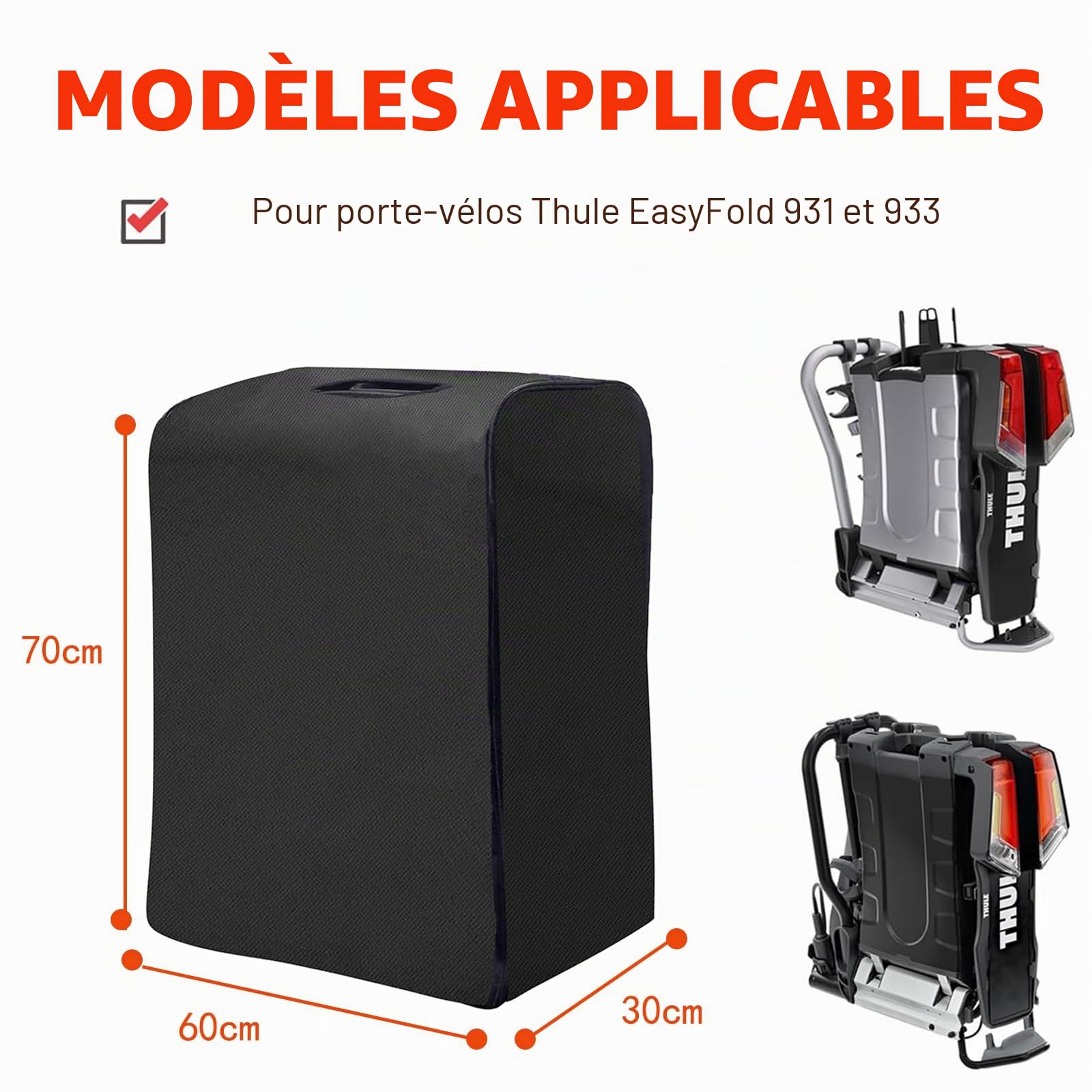 Sac pour Thule Easyfold 931 et 933 Porte-vélo, Anti-poussière, Imperméable, en Tissu Oxford 600D Durable, Housse de Transport pour EasyFold XT 2 (Noir)