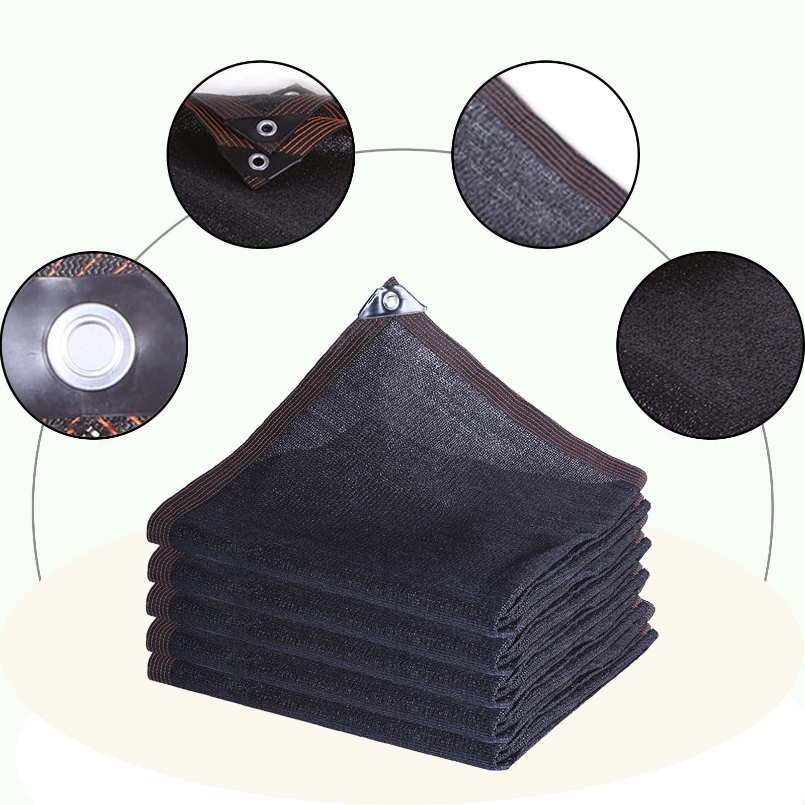 Schwarz Schattennetz mit Ösen, Shade Sails 85%-95% Prozent Shading Rate Sonnensegel, Reißfestigkeit Wasser und luftdurchlässig Außenbereich geeignet. (Schwarz 12-Polig / 5m * 5m / 16.4ft * 16.4ft)