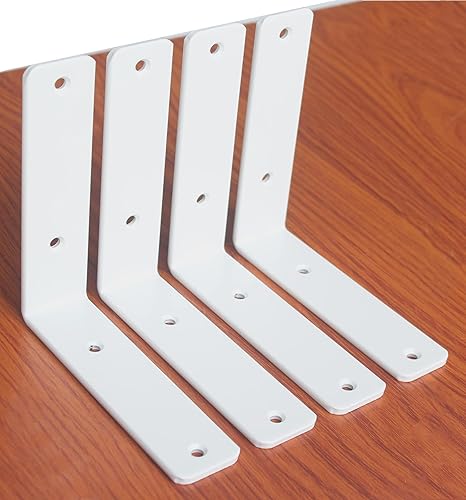 Miniatura 87 de Paquete de 4 soportes en L para estante, 8 pulg. largo x 6 pulg. alto x 1.5 pulg. ancho, grosor 03/64 pulg., soporte de hierro, metal, industrial