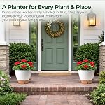 T4U Self Watering Pots 3 Pack (8/10/12 Inch), Planters with Water Level Window and Wick Rope for Busy People, Heavy Duty Floor Pot Set for Pothos, Snake Plant and Monstera Tree(White)