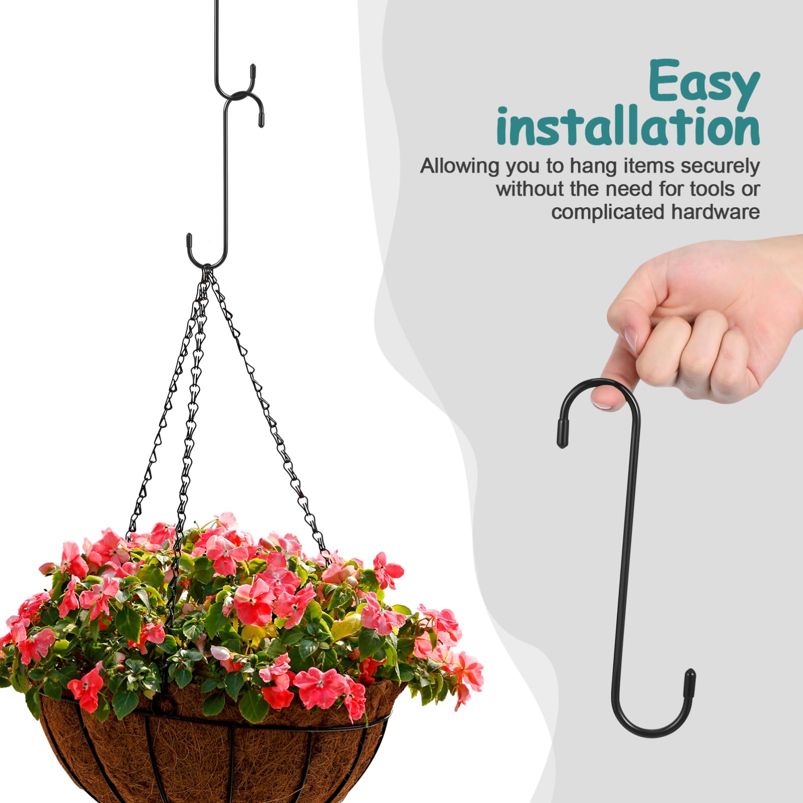 POPETPOP 6piezas Ganchos s Pesados Para Colgar Plantas Utensilios De Cocina y Calipers De Freno Instalación Rápida y Alta Capacidad De Carga Ganchos De Metal Con Puntas De Goma Uso