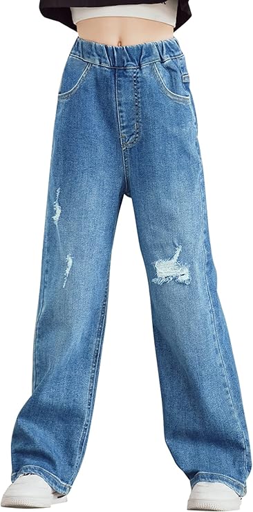 Happy Cherry - Lange jeansbroek voor meisjes, denim met elastische