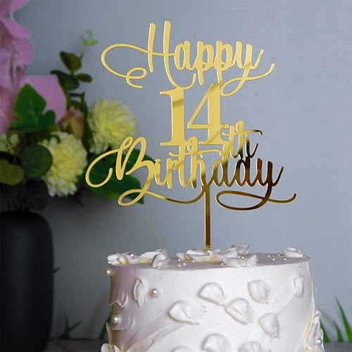 Miniatura 4 de Decoración de pastel de acrílico de doble cara dorada para feliz 50 cumpleaños, aniversario, fiesta, suministros de decoración de pasteles, tamaño