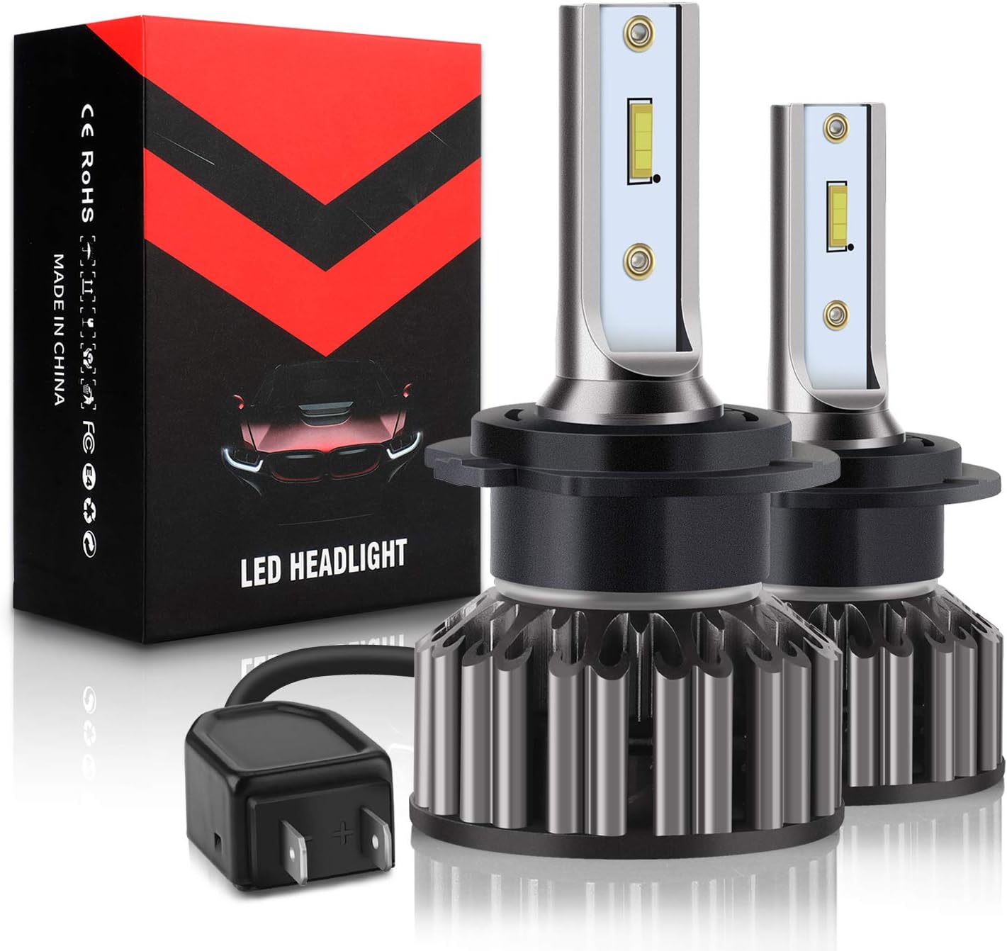 BOSWEE H7 LED Headlight Bulbs, 6000K 10400 Lumens Extremely Bright CSP Chips Conversion Kit