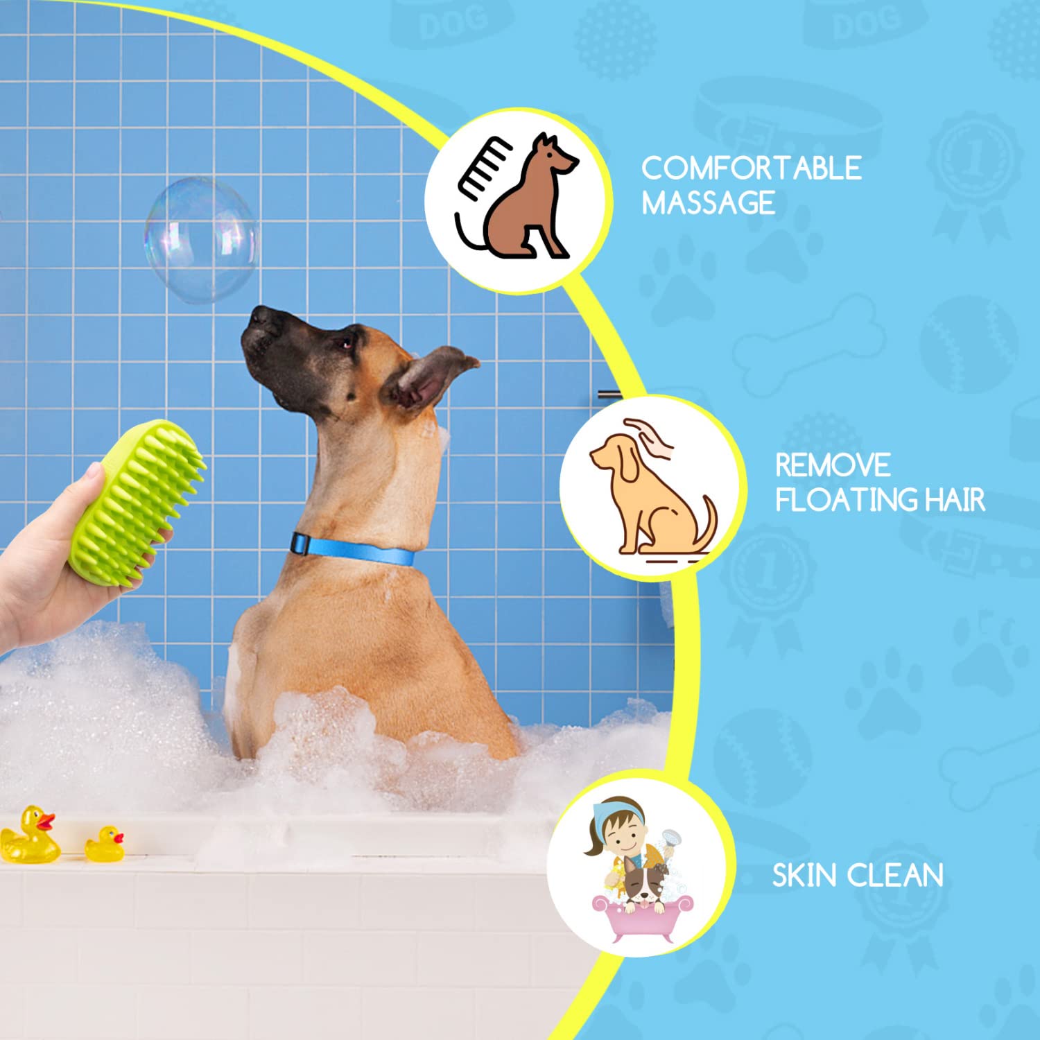 Nobleza Spazzola da Toeletta per Cani, Spazzola per il Bagno del Cane e del Gatto, 2 pezzi in Gomma di Silicone per la Cura dei Cani, Spazzola per Massaggi, Spazzola per la Pulizia dei Peli
