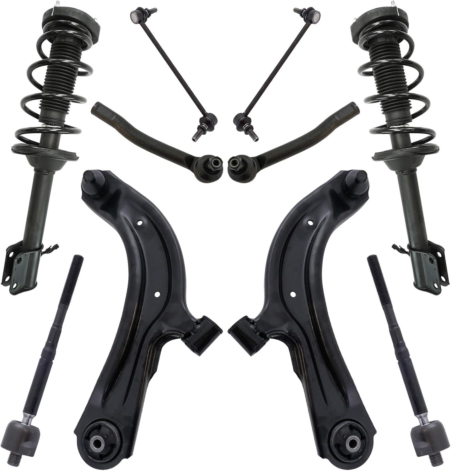 Strut Coil Spring Control Arm Tie Rod Kit for Chevrolet City Express 15-18 Front End - 10pcs