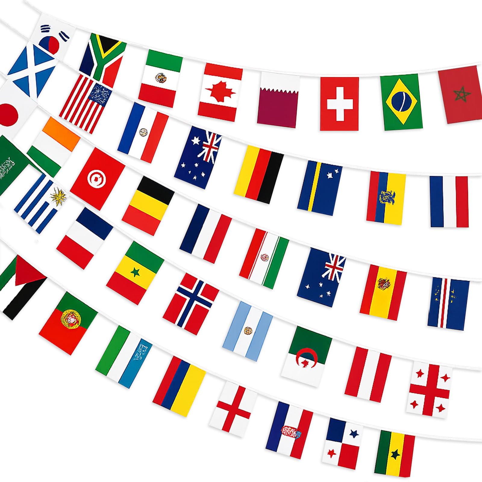 1 Pack World Flag String Flags for World Cup Decorations 2026 48 Countries International Bunting Banner Grand Opening Sports Country Decorations for Olympic Multicultural Party National Day 47.6 Ft
