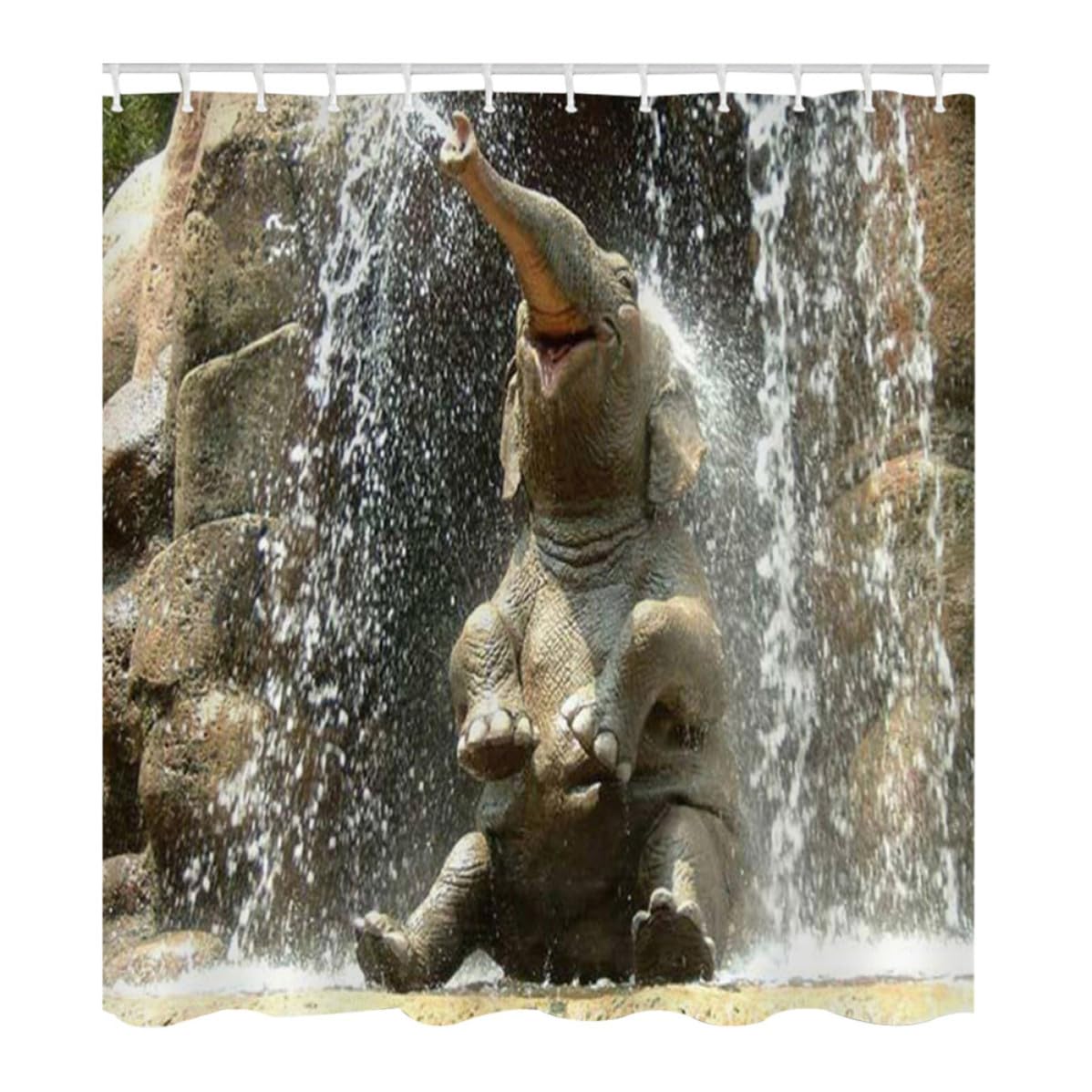 Rideau de bain éléphant anti-éclaboussures pour petite salle de bain design