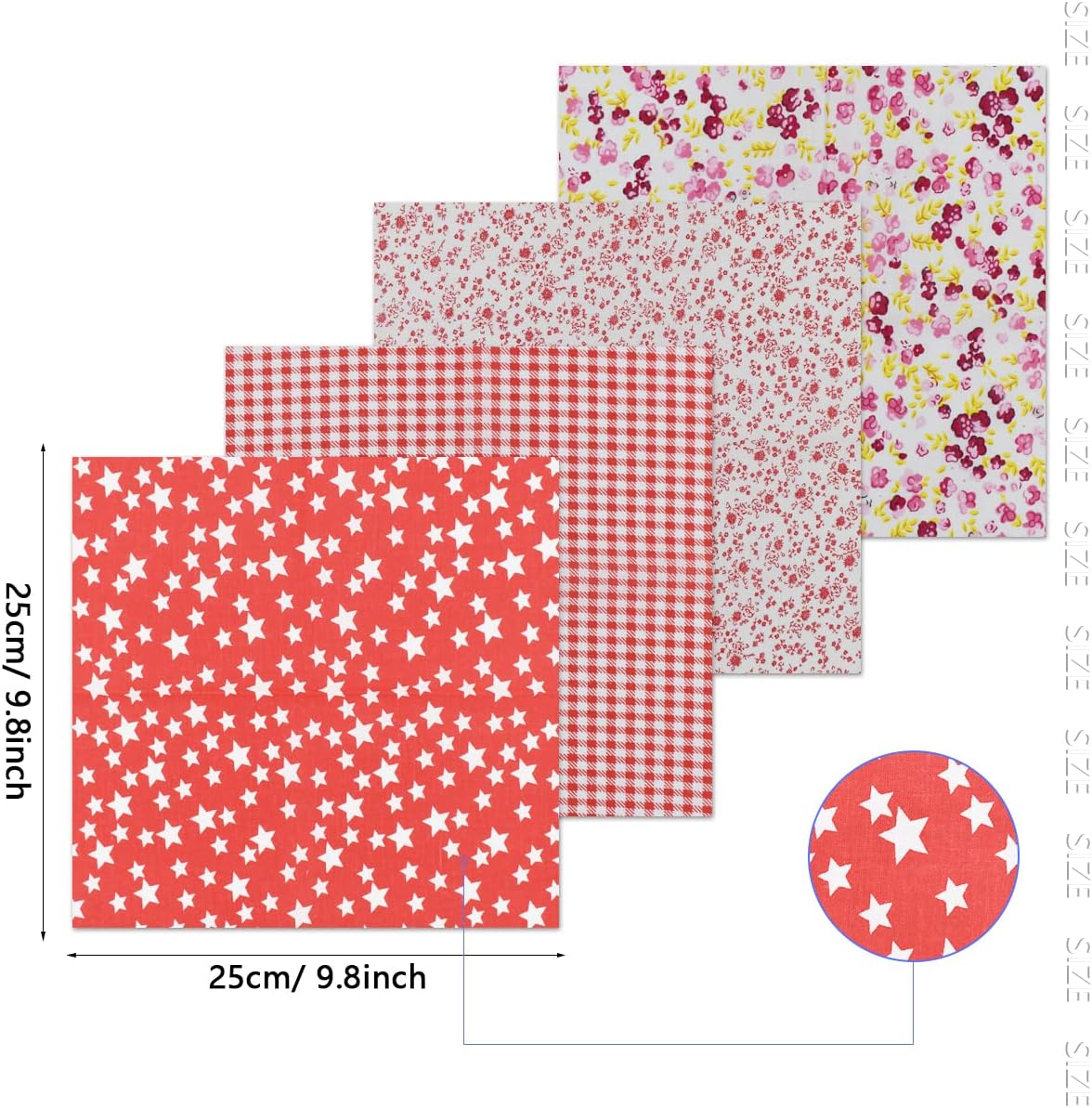 42 Pcs 9.8 x 9.8 Inches Cotton Fabric Sewing Patchwork Squares Quilting Bundles Different Pattern Cloths for Sewing DIY Art Work Supplies Scrapbooking Quilting by Renashed image 3