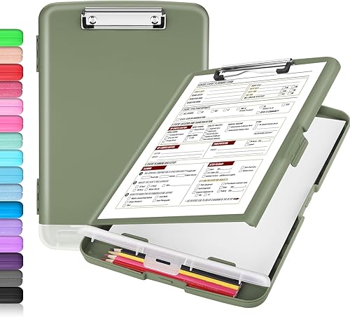 Miniatura 131 de Sooez - Sujetapapeles de documentos clínicos con almacenamiento, sujetapapeles de plástico resistente y alta capacidad con soporte para bolígrafo