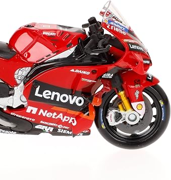 Maisto DUCATI LENOVO (#63 BAGNAIA) 2022 Motorbike - 1:18 Scale - Incredibly Detailed Die-Cast Replica Collectible Motorcycle Model, Red