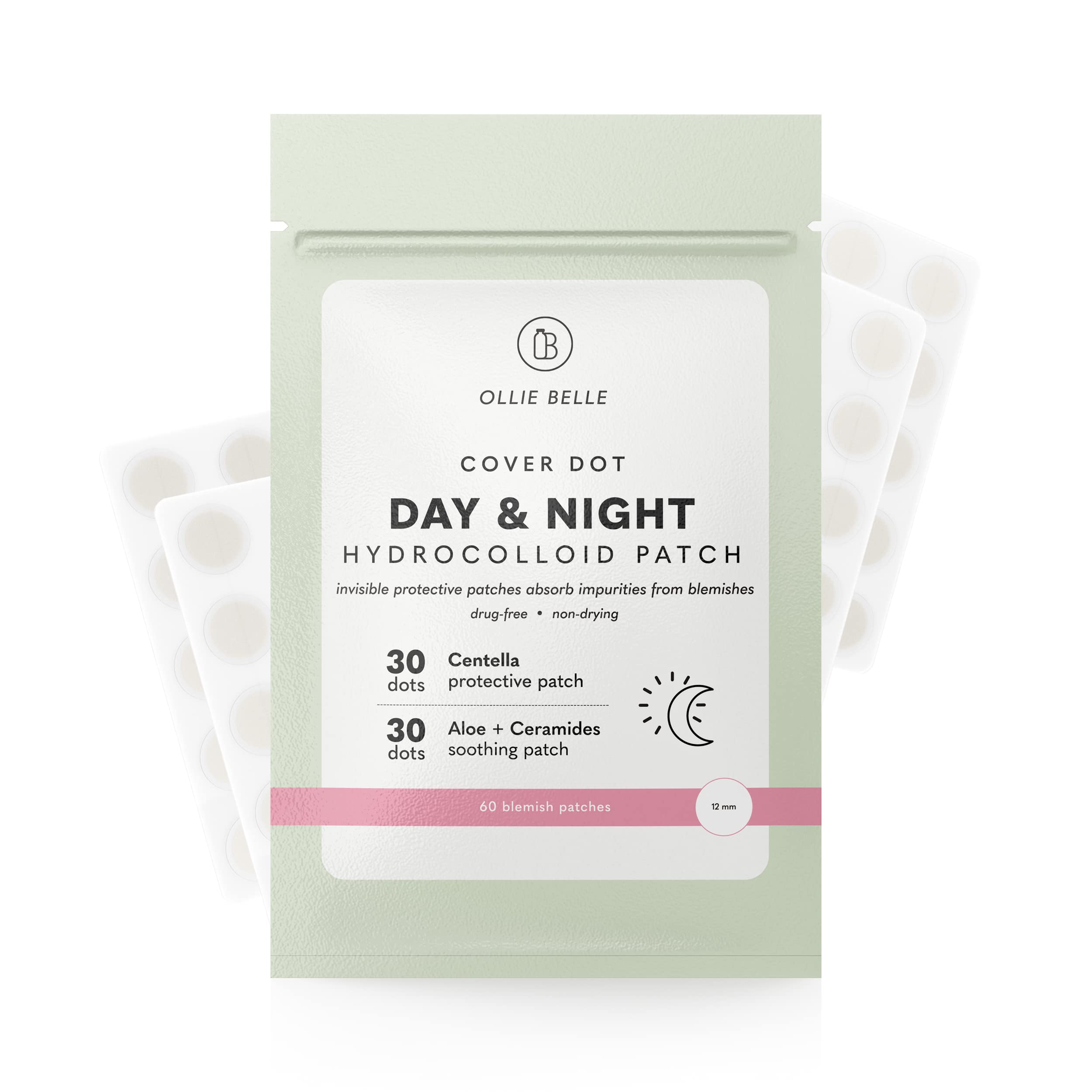 SMARTMED Cover Dot Day & Night Patch - Ollie Belle Hydrocolloid Acne Patches - Pimple Zits Blemishes Covering 12mm Invisible Stickers - Fast-Acting Treatment - Face & Body Skin Care for All Types